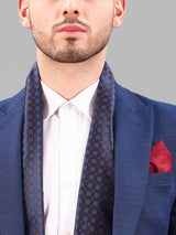 Blue Geometric Reversible Stole & Pocket Square Set - TOSSIDO