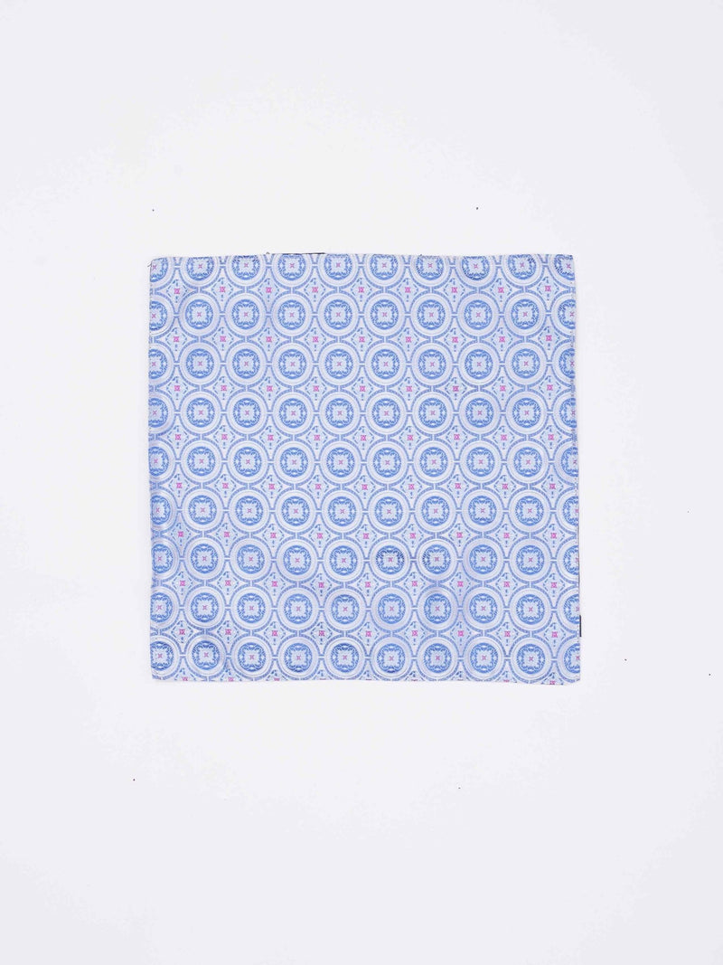 Blue Geometric Reversible Stole & Pocket Square Set - TOSSIDO