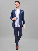 Blue Geometric Reversible Stole & Pocket Square Set - TOSSIDO
