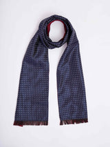 Blue Geometric Reversible Stole & Pocket Square Set - TOSSIDO