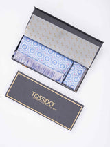 Blue Geometric Reversible Stole & Pocket Square Set - TOSSIDO