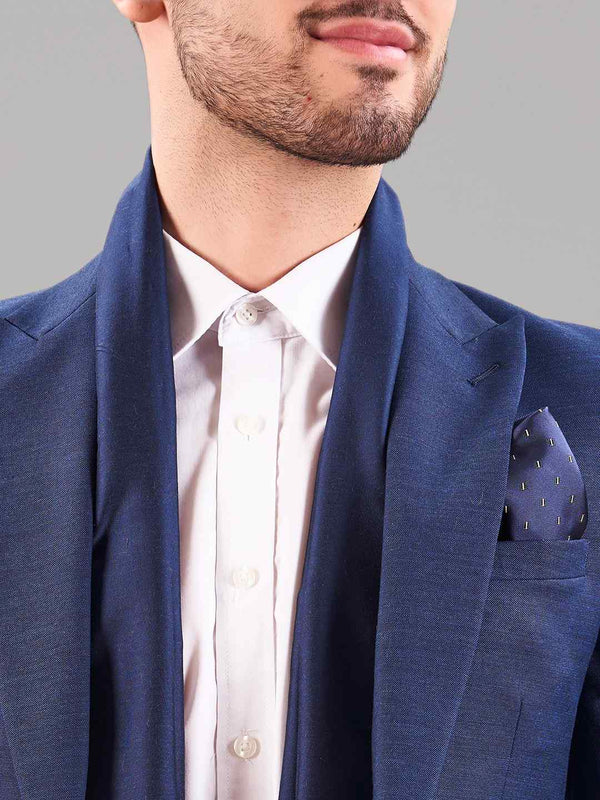 Blue Geometric Reversible Stole & Pocket Square Set - TOSSIDO