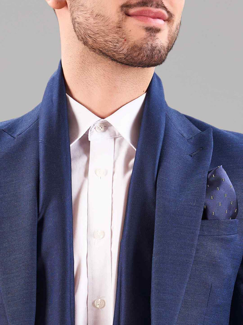 Blue Geometric Reversible Stole & Pocket Square Set - TOSSIDO