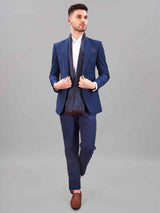 Blue Geometric Reversible Stole & Pocket Square Set - TOSSIDO