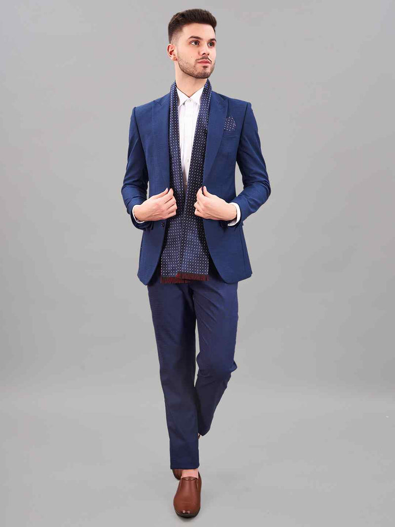 Blue Geometric Reversible Stole & Pocket Square Set - TOSSIDO