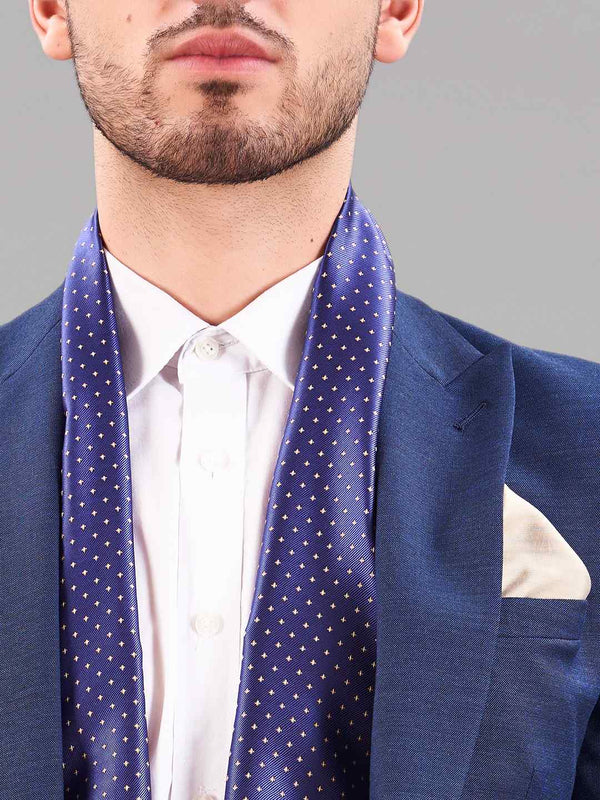 Blue Geometric Reversible Stole & Pocket Square Set - TOSSIDO