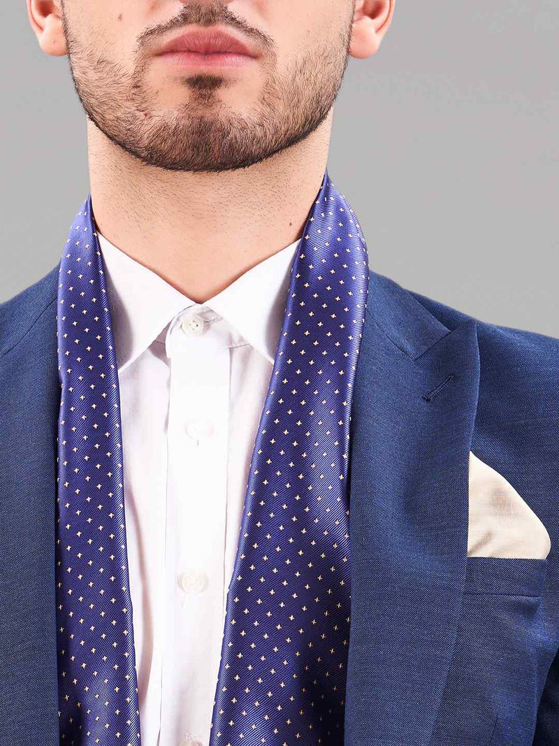 Blue Geometric Reversible Stole & Pocket Square Set - TOSSIDO