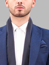 Blue Geometric Reversible Stole & Pocket Square Set - TOSSIDO