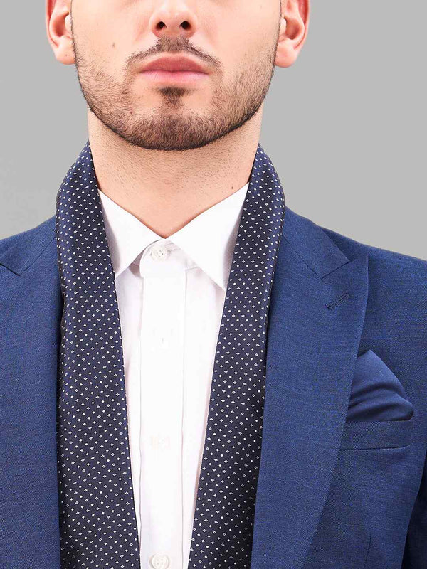 Blue Geometric Reversible Stole & Pocket Square Set - TOSSIDO