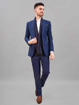 Blue Geometric Reversible Stole & Pocket Square Set - TOSSIDO