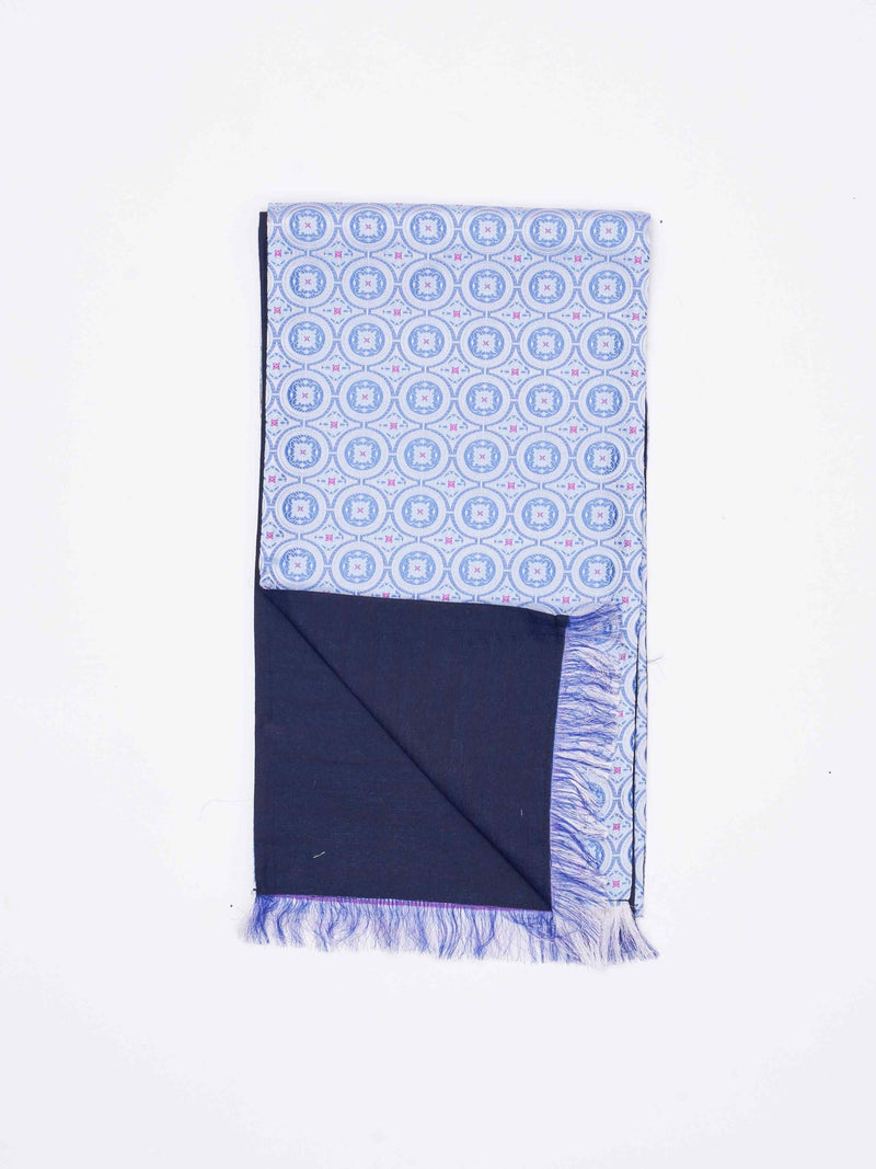 Blue Geometric Reversible Stole & Pocket Square Set - TOSSIDO