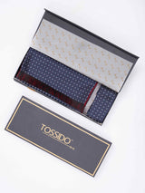Blue Geometric Reversible Stole & Pocket Square Set - TOSSIDO