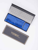 Blue Geometric Reversible Stole & Pocket Square Set - TOSSIDO