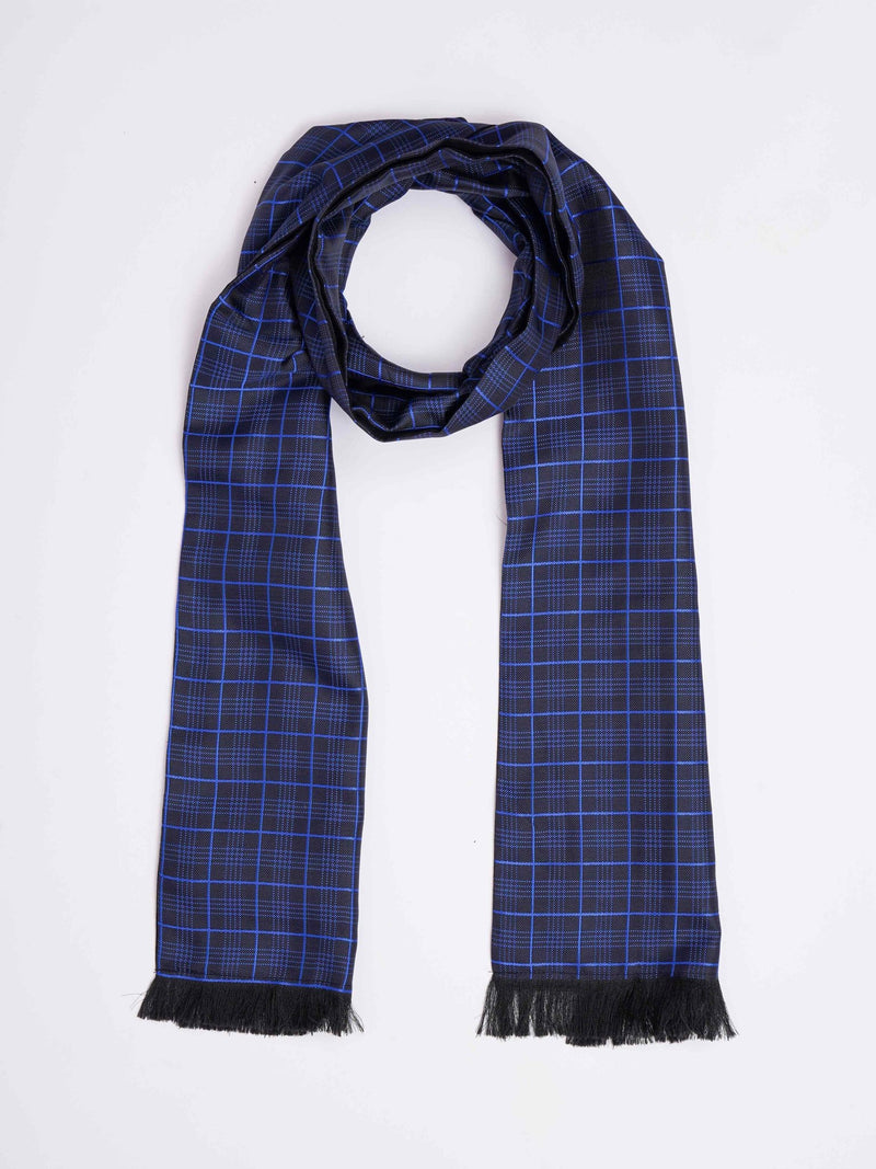 Blue Geometric Reversible Stole & Pocket Square Set - TOSSIDO