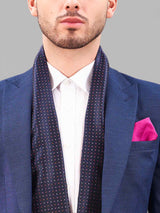 Blue Geometric Reversible Stole & Pocket Square Set - TOSSIDO