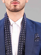 Blue Geometric Reversible Stole & Pocket Square Set - TOSSIDO