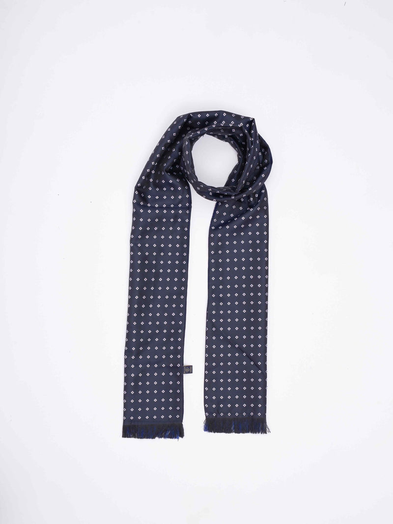 Blue Geometric Reversible Stole & Pocket Square Set - TOSSIDO