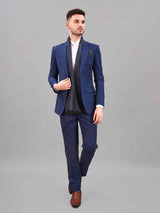 Blue Geometric Reversible Stole & Pocket Square Set - TOSSIDO