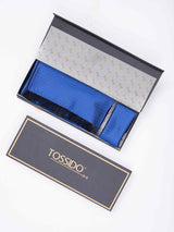 Blue Geometric Reversible Stole & Pocket Square Set - TOSSIDO