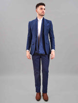Blue Geometric Reversible Stole & Pocket Square Set - TOSSIDO