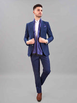 Blue Geometric Reversible Stole & Pocket Square Set - TOSSIDO