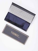 Blue Geometric Reversible Stole & Pocket Square Set - TOSSIDO