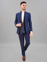 Blue Geometric Reversible Stole & Pocket Square Set - TOSSIDO