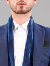 Blue Geometric Reversible Stole & Pocket Square Set - TOSSIDO