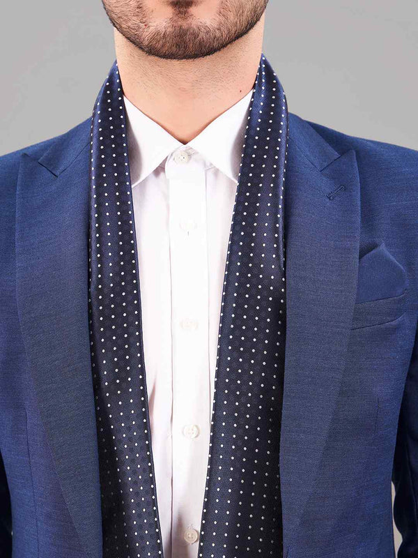 Blue Geometric Reversible Stole & Pocket Square Set - TOSSIDO