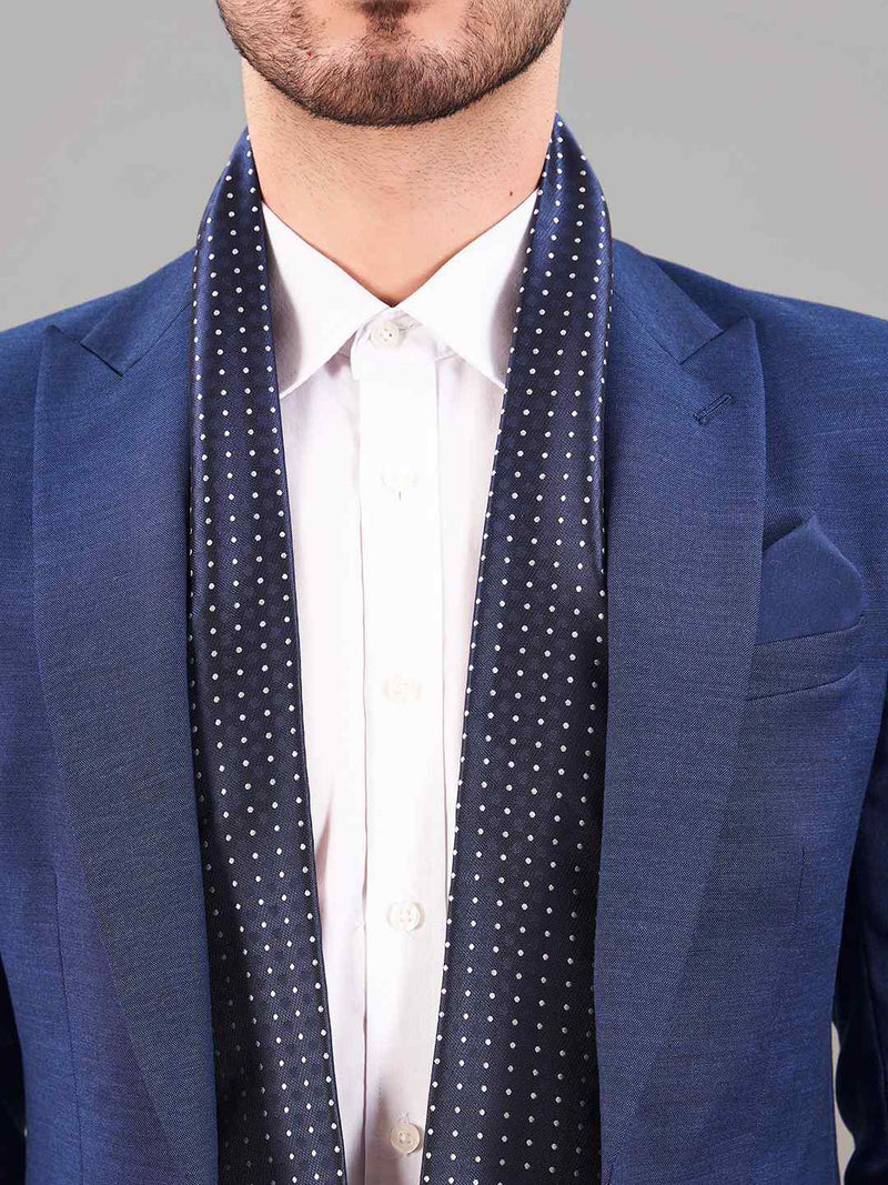 Blue Geometric Reversible Stole & Pocket Square Set - TOSSIDO