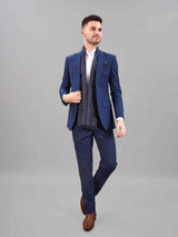 Blue Geometric Reversible Stole & Pocket Square Set - TOSSIDO