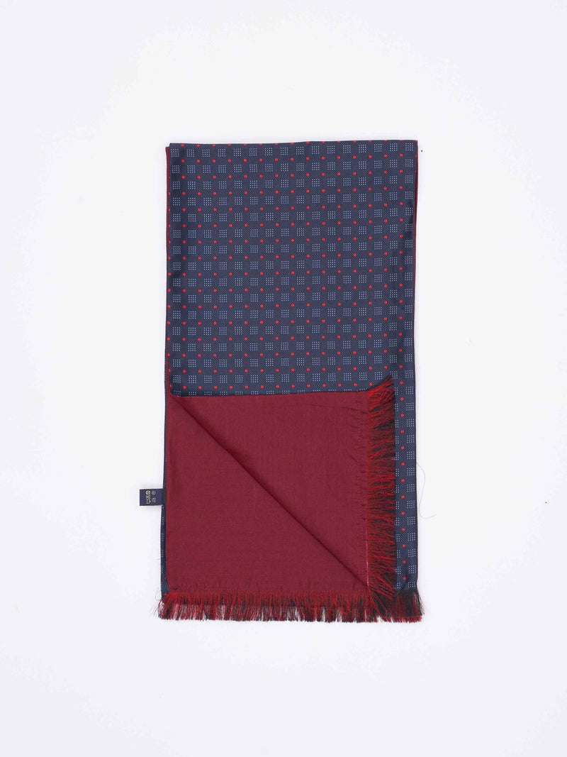 Blue Geometric Reversible Stole & Pocket Square Set - TOSSIDO