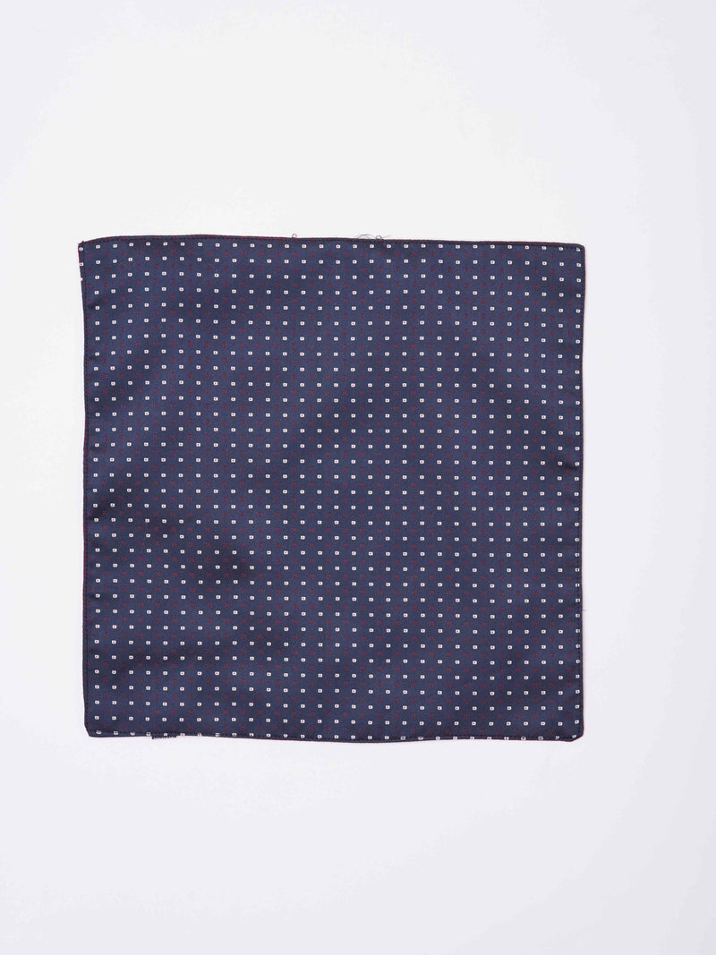 Blue Geometric Reversible Stole & Pocket Square Set - TOSSIDO