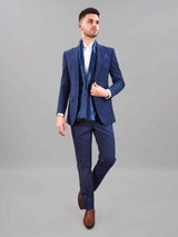 Blue Geometric Reversible Stole & Pocket Square Set - TOSSIDO