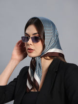 Blue Geometric Short Scarf - TOSSIDO