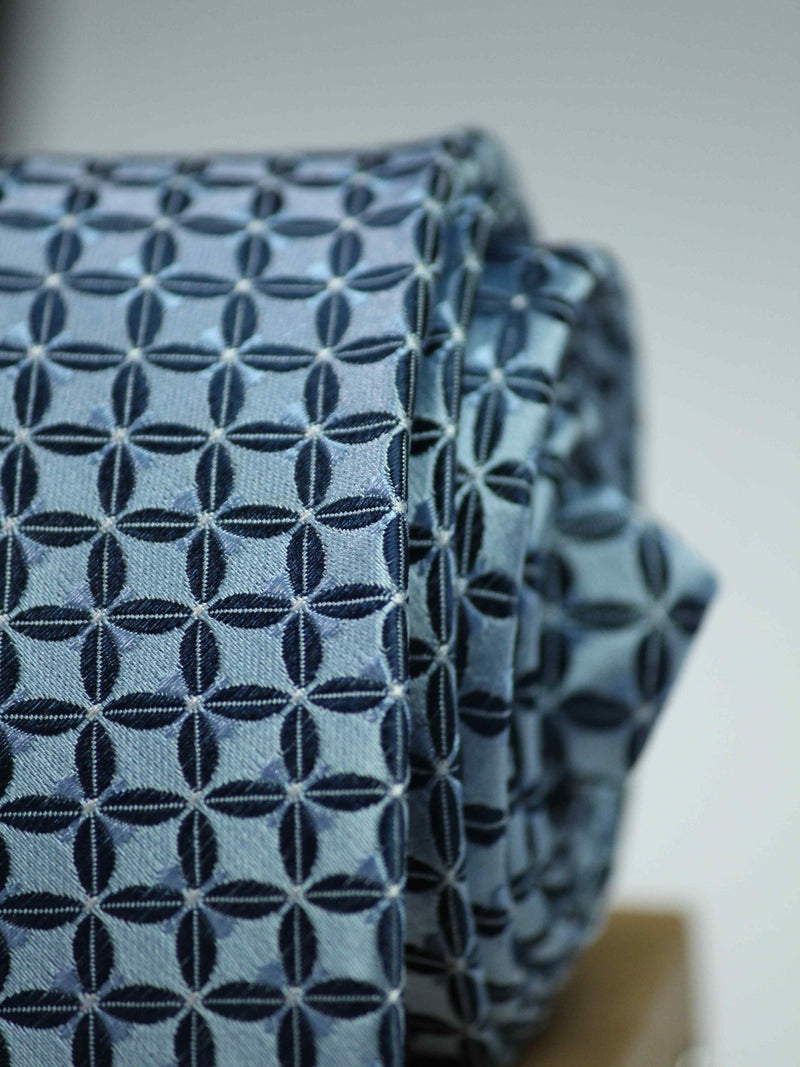 Blue Geometric Silk Necktie - TOSSIDO