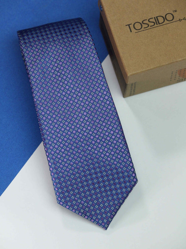 Blue Geometric Silk Necktie - TOSSIDO