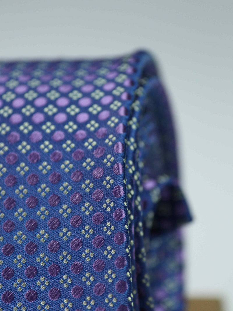 Blue Geometric Silk Necktie - TOSSIDO
