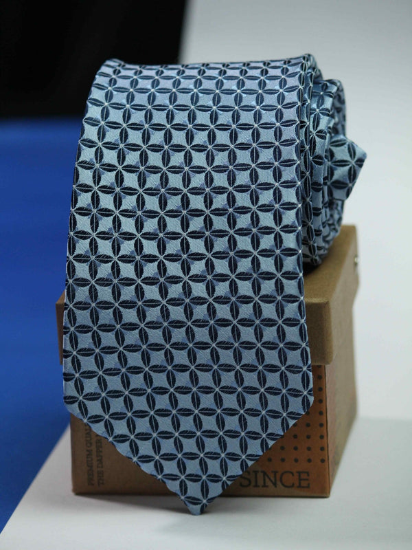 Blue Geometric Silk Necktie - TOSSIDO