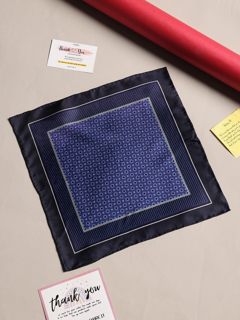 Blue Geometric Silk Pocket Square - TOSSIDO
