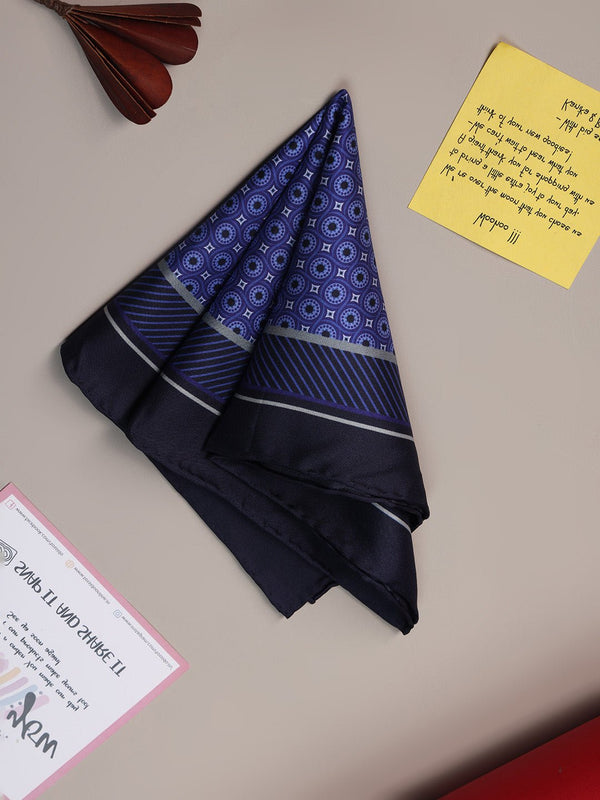 Blue Geometric Silk Pocket Square - TOSSIDO
