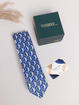 Blue Geometric Skinny Necktie - TOSSIDO
