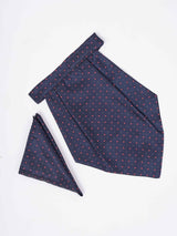 Blue Geometric Woven Cravat & Pocket Square Set - TOSSIDO