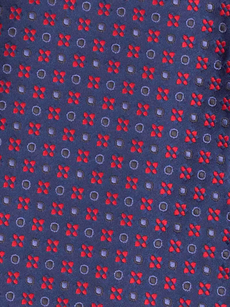Blue Geometric Woven Cravat & Pocket Square Set - TOSSIDO