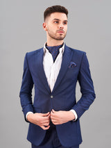 Blue Geometric Woven Cravat & Pocket Square Set - TOSSIDO