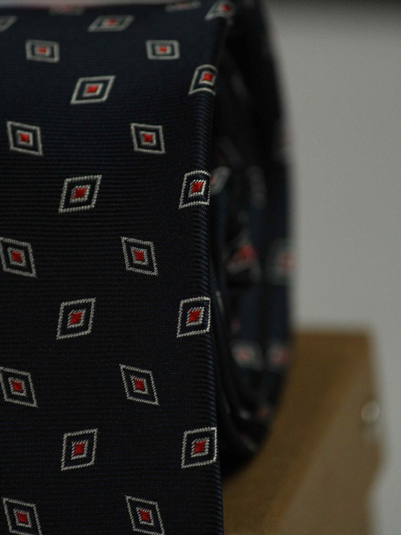 Blue Geometric Woven Necktie - TOSSIDO