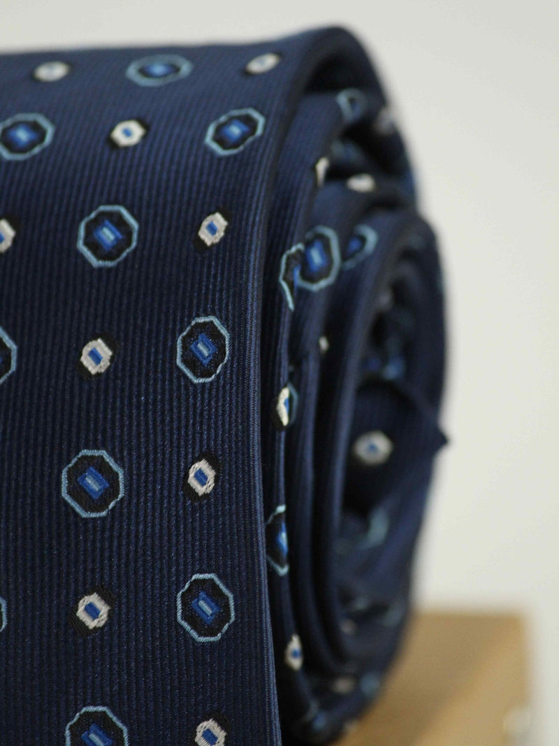Blue Geometric Woven Necktie - TOSSIDO
