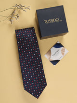 Blue Geometric Woven Necktie - TOSSIDO