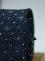 Blue Geometric Woven Silk Necktie - TOSSIDO