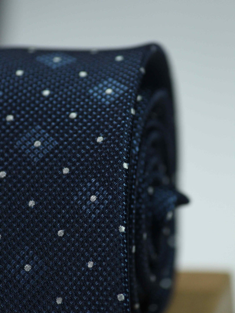 Blue Geometric Woven Silk Necktie - TOSSIDO